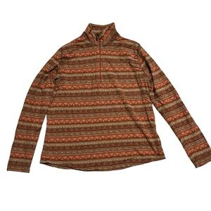 Woolrich Aztec‎ Quarter Zip Top Southwestern100% Cotton rust Brown Large